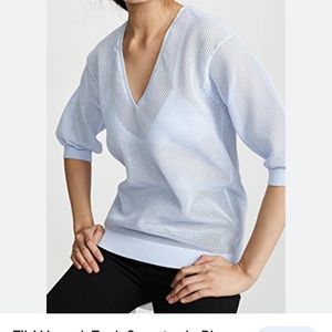 Tibi V-Neck Tech Sweater in pale blue lavender